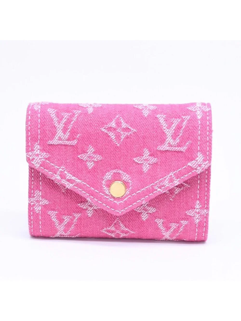 Louis Vuitton Portefeuille Victorine Trifold Wallet Monogram Denim Pink